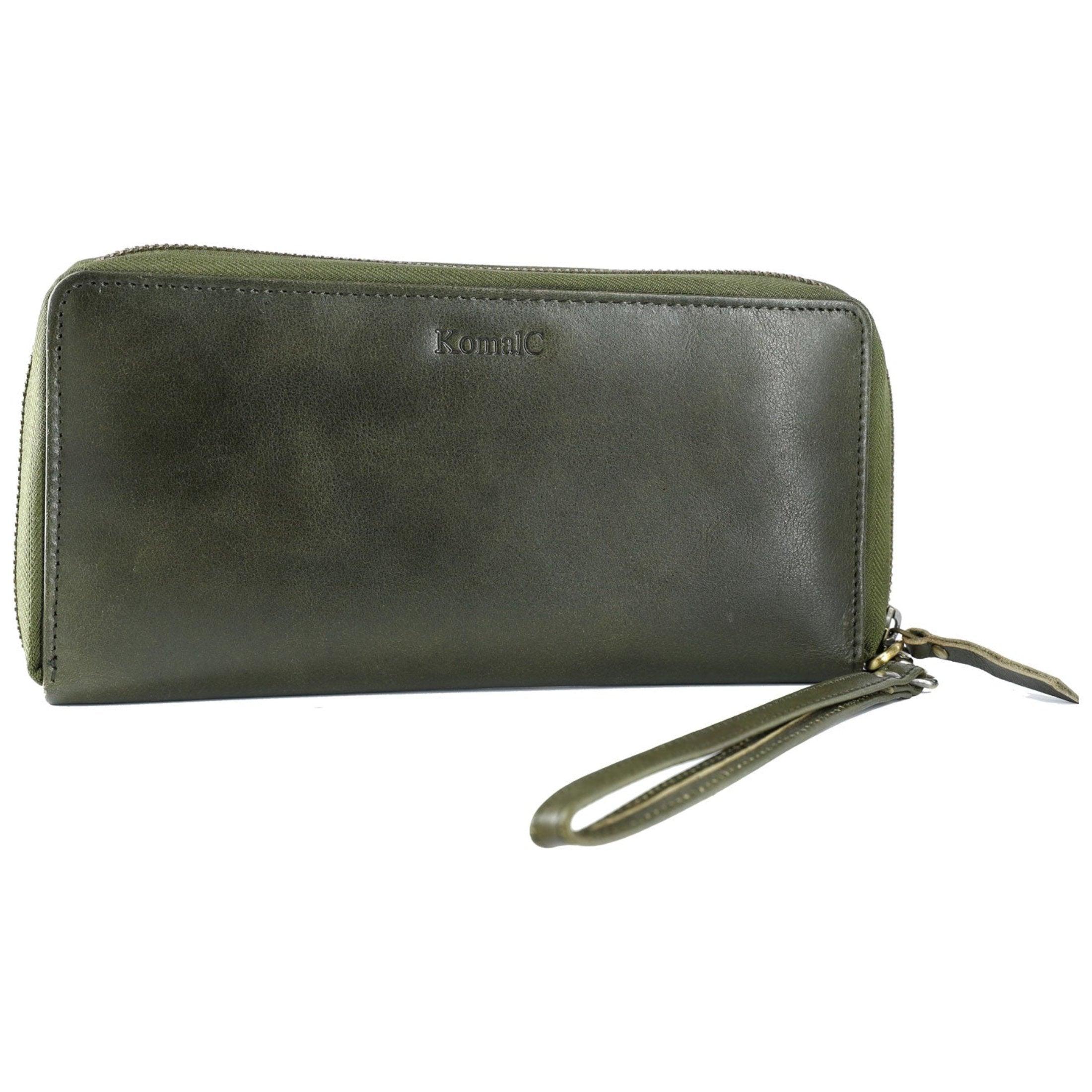 Green leather satchel purse