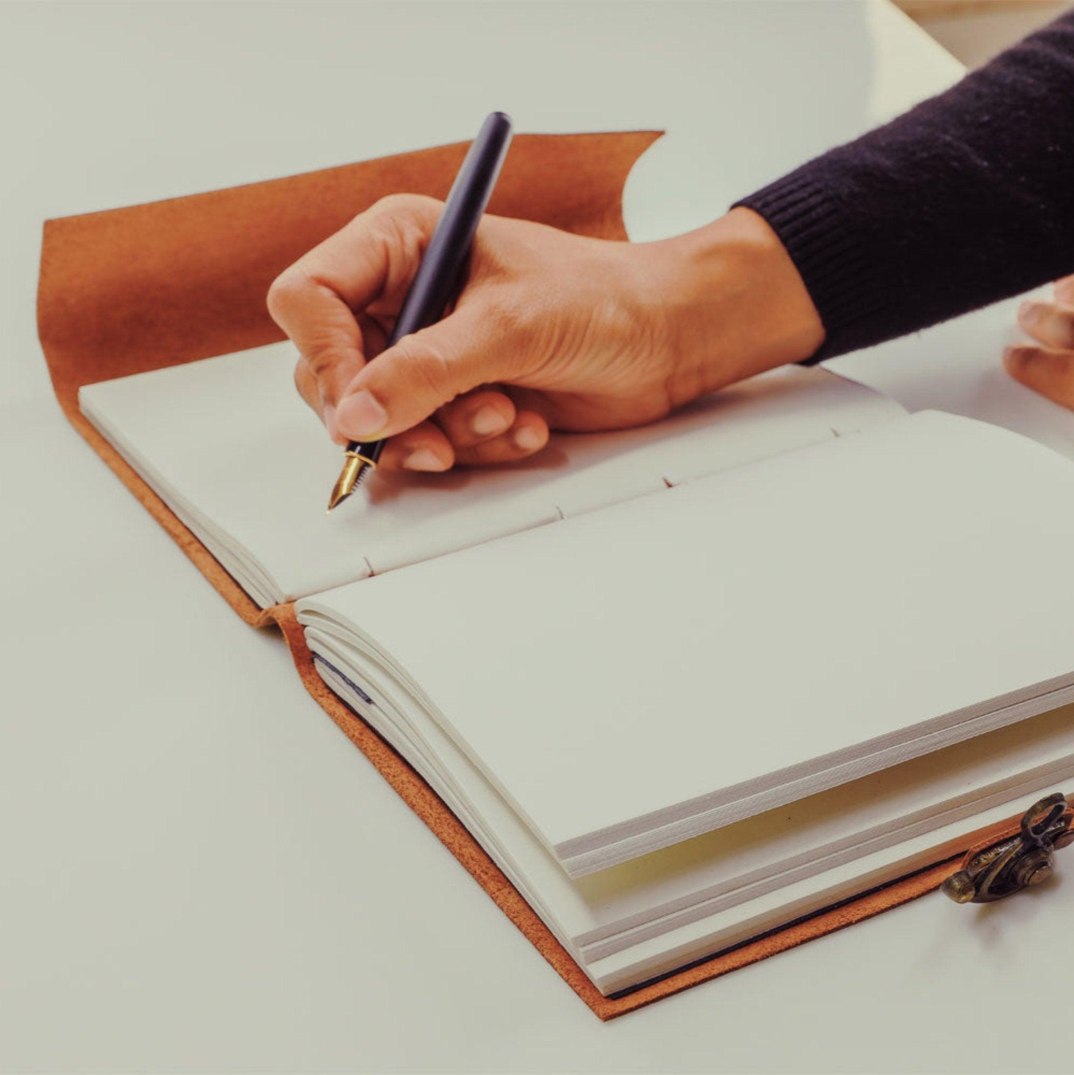 Unlined recycled paper of leather journal best gift idea for writers and artists