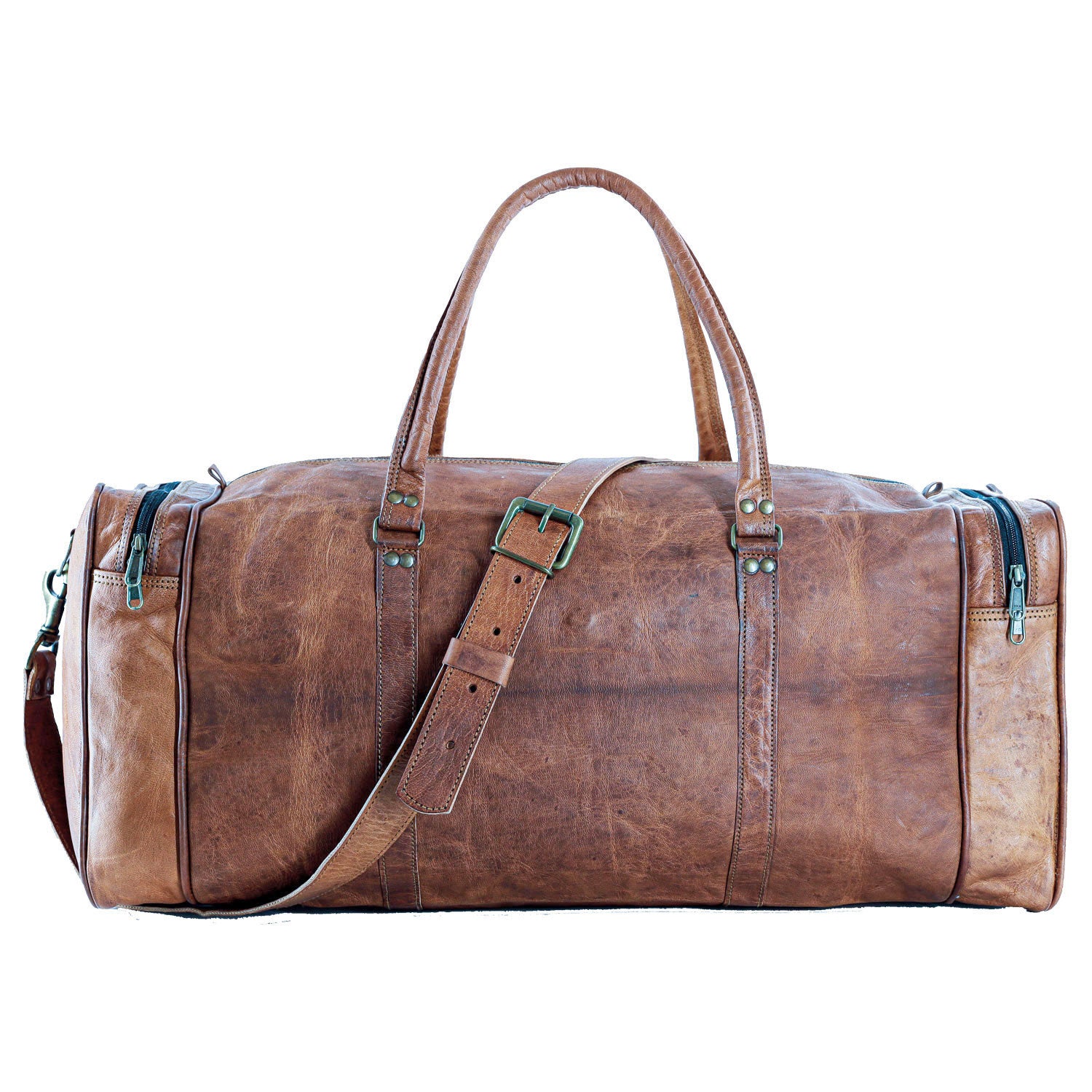 Large Capacity Genuine Leather Travel Duffel Bag, Gym Bag
