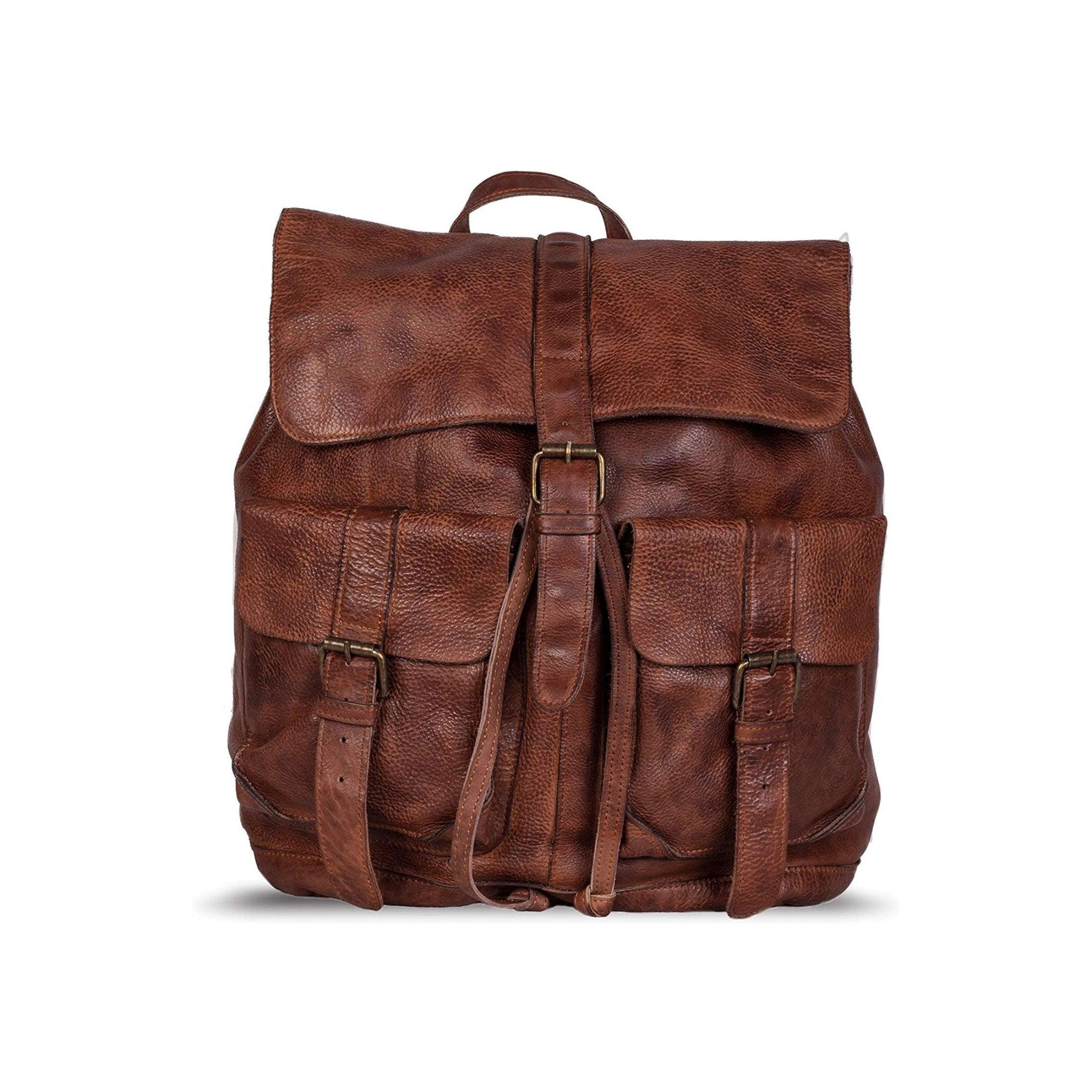brown leather school backpack KomalC Leather Backpack