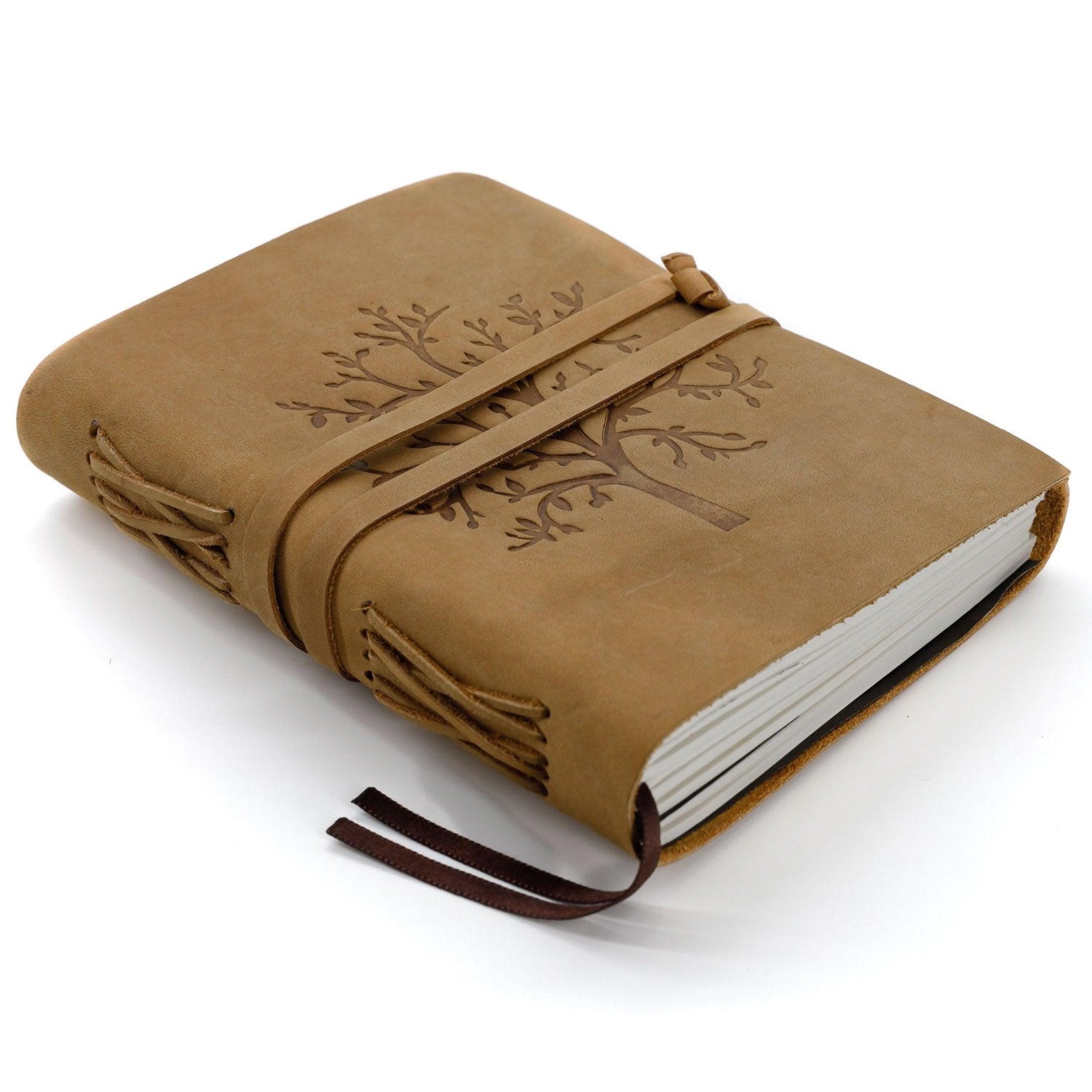 Handmade Leather Journal - Writing Notebook Diary with Unlined Paper for Men & Women | Medium Portable Daily Notepad