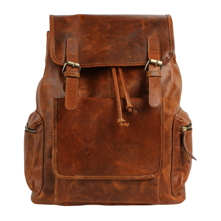 Full-grain leather backpack for men and women