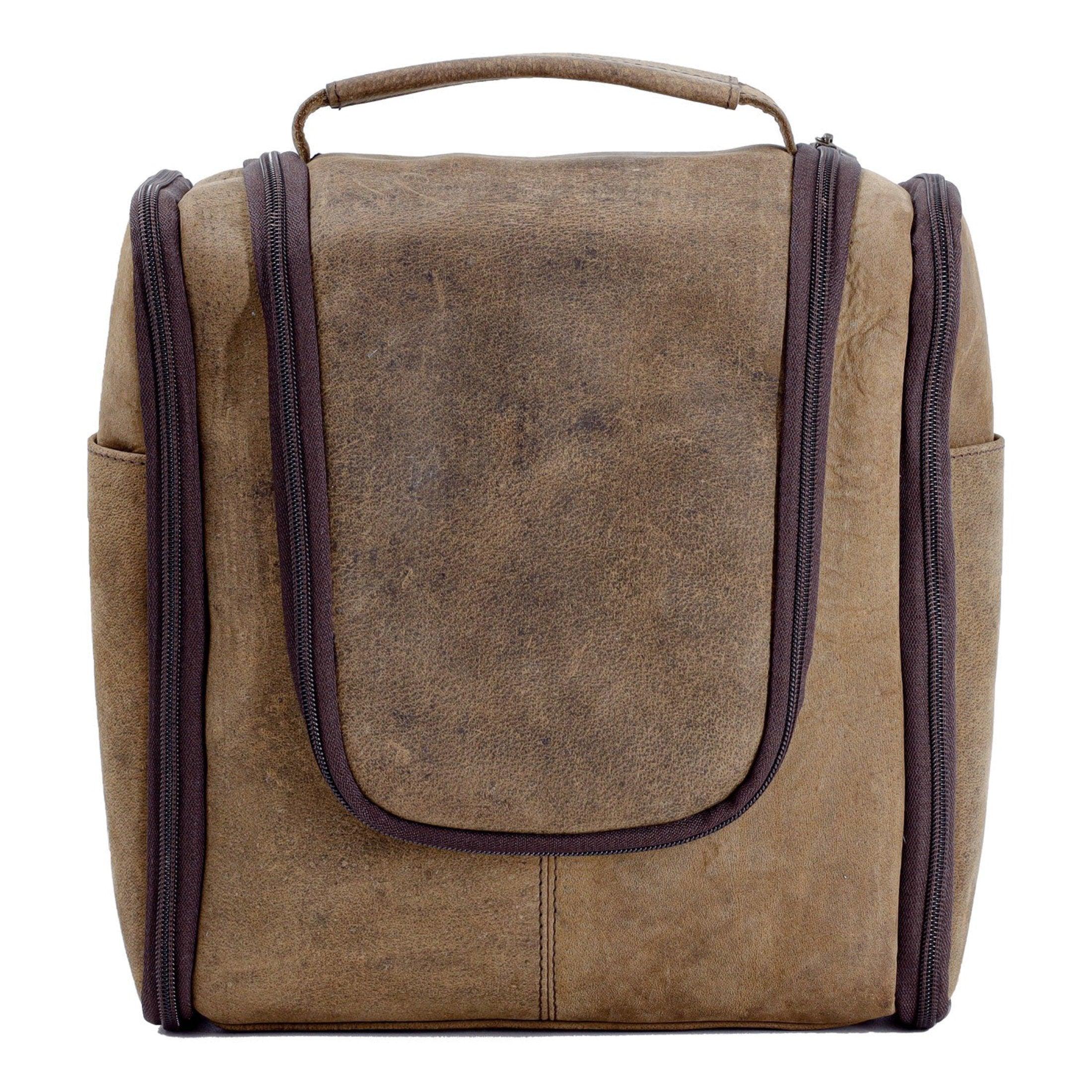  vintage leather travel toiletry bag for men and women