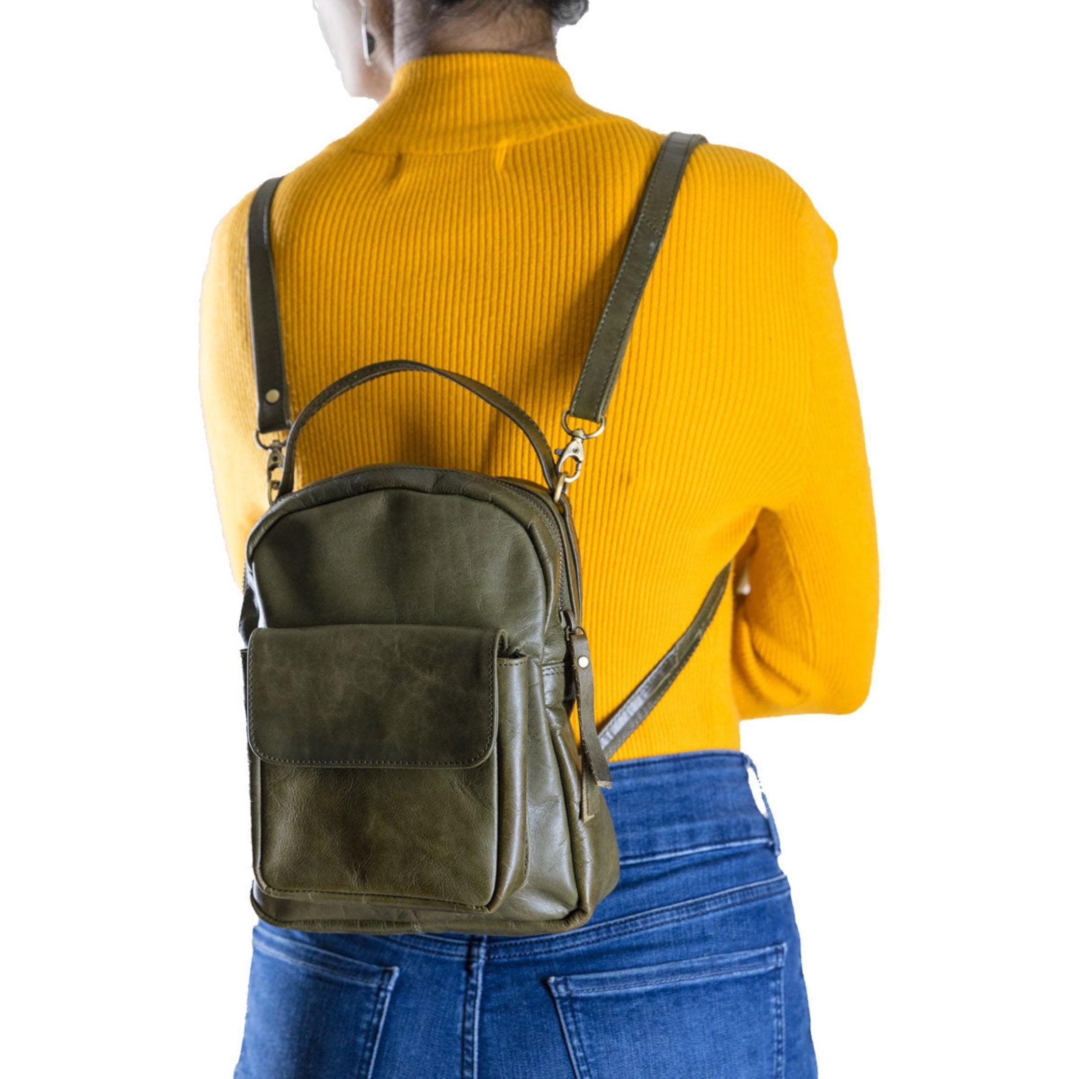 leather mini backpack for men and women