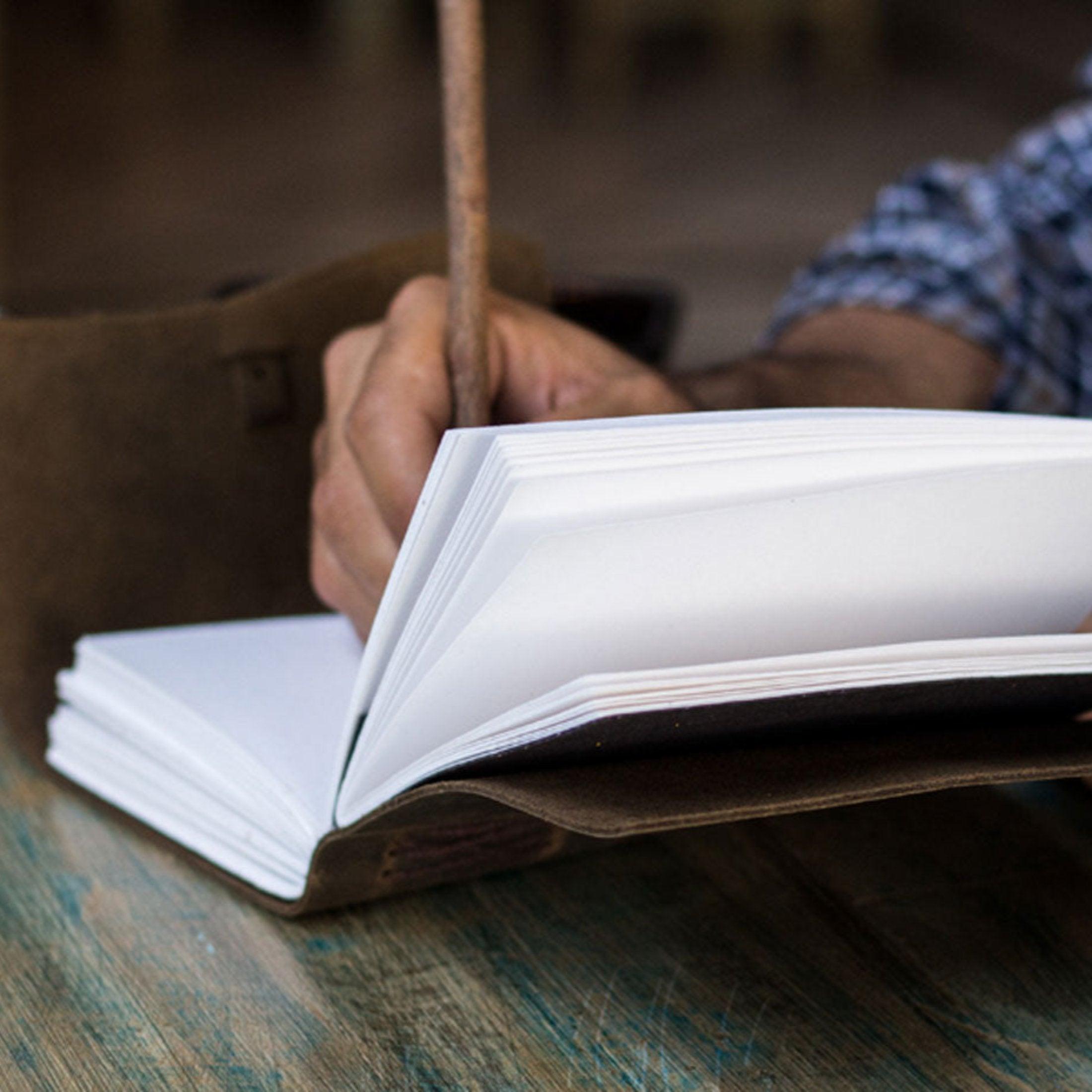 Handmade leather journal with unlined paper