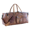 Leather 21 Inch Vintage Leather Duffel Travel Gym Sports Overnight Weekend Duffel Bag