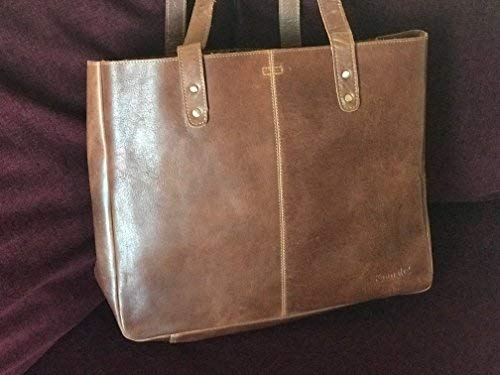KomalC Genuine Soft Chicago Buff Leather Tote Bag Elegant Shopper Shoulder  Bag