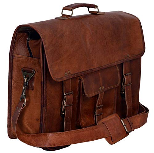 Vintage Men's Brown Handmade Leather Briefcase Best Laptop Messenger B