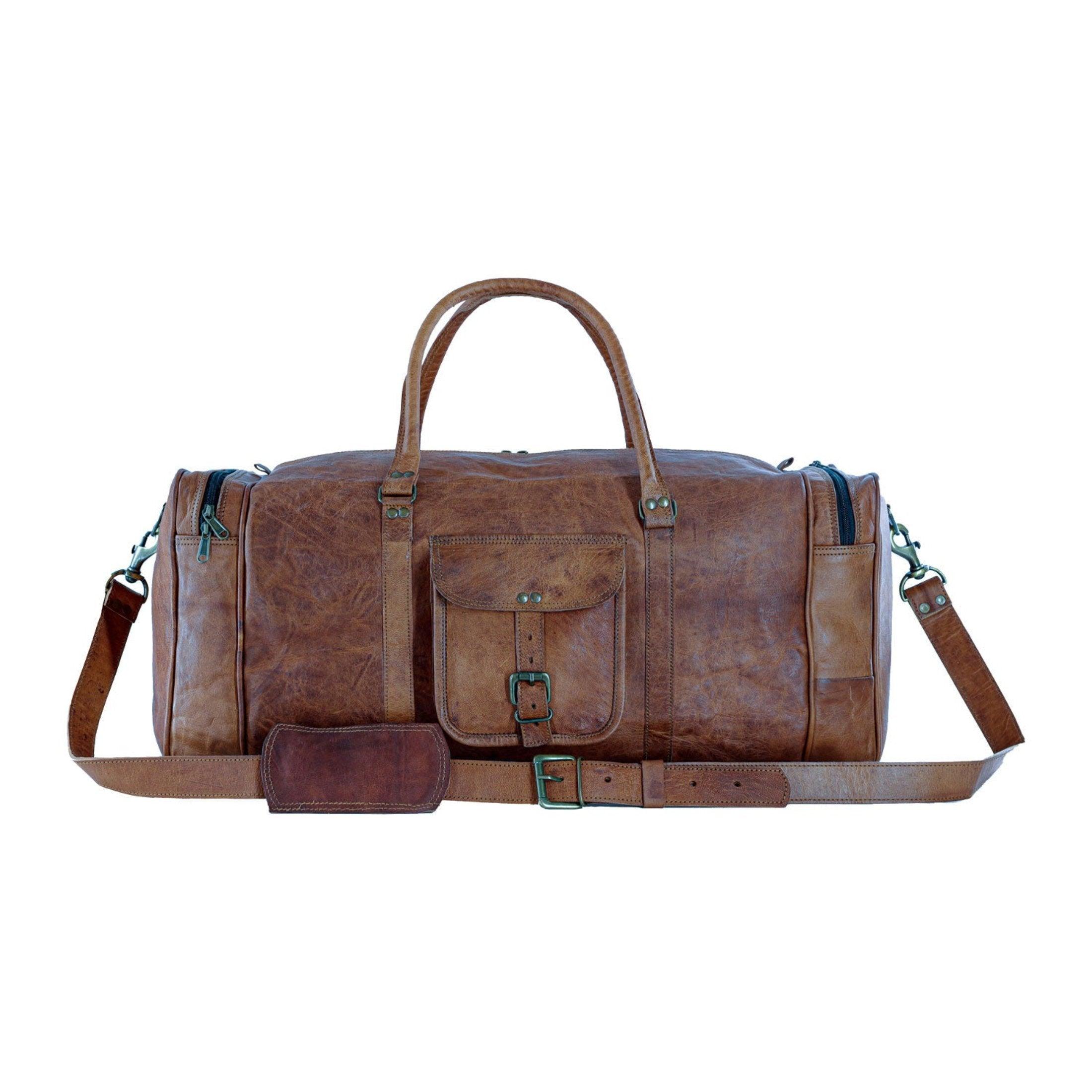 best duffel bag for travel and sports 21 Inch Vintage Leather Duffel Travel Gym Sports Overnight Weekend SALE