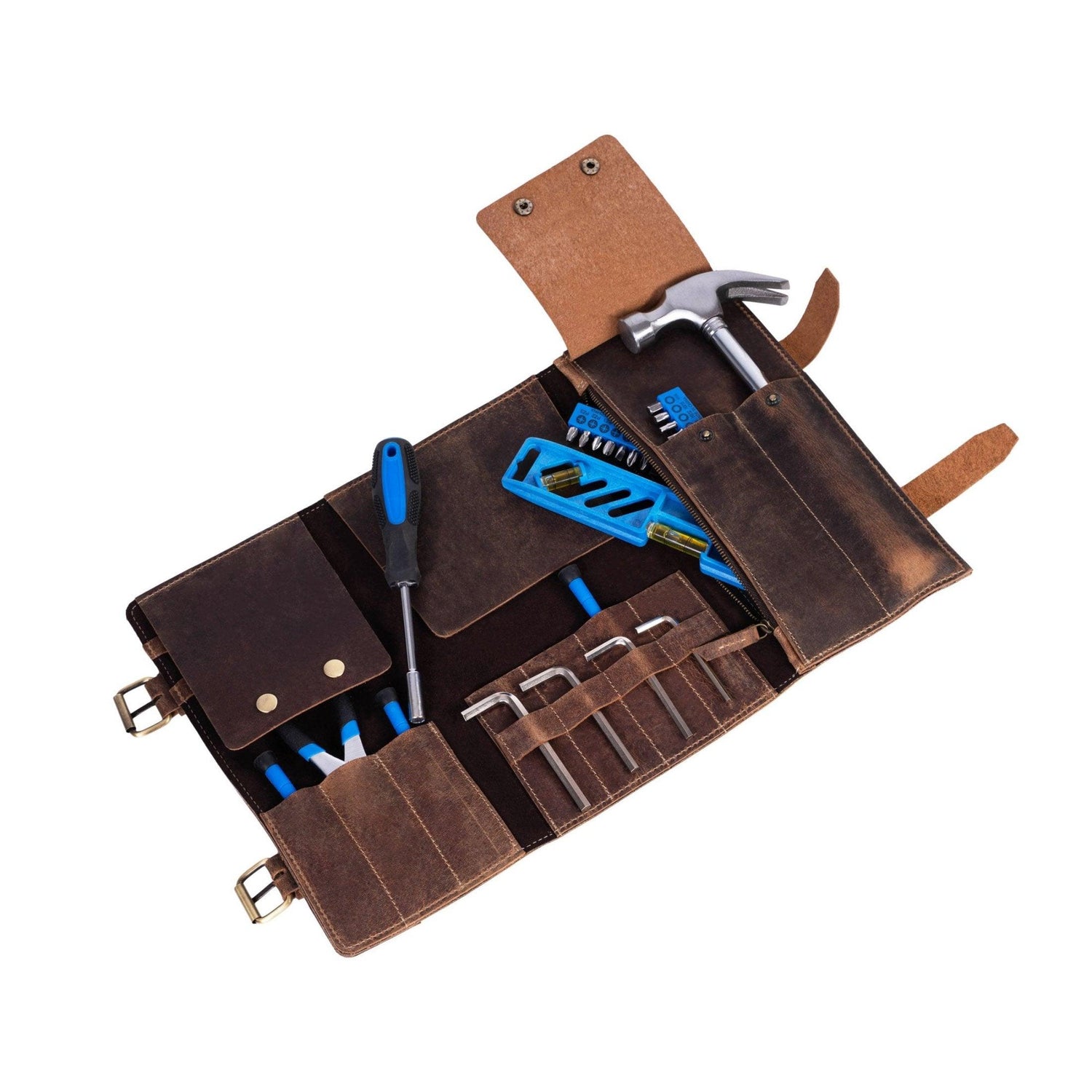 Handcrafted full-grain leather tool roll
