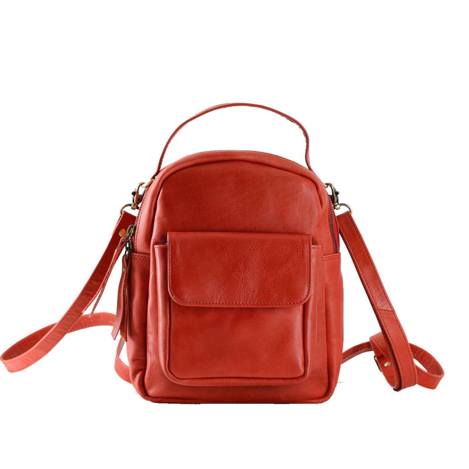 Cherry red leather shoulder bag