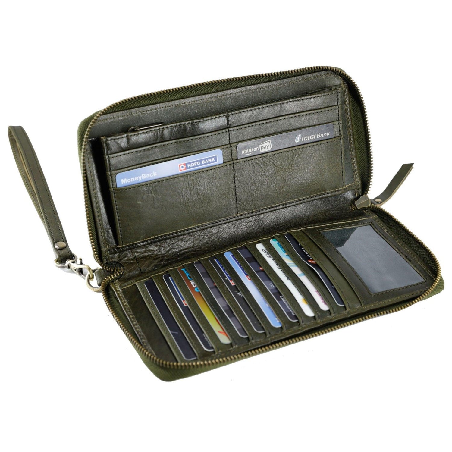 Compact leather clutch with card slots