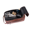 Premium Buffalo Leather Unisex Toiletry Bag Travel Dopp Kit (Dark Tan)