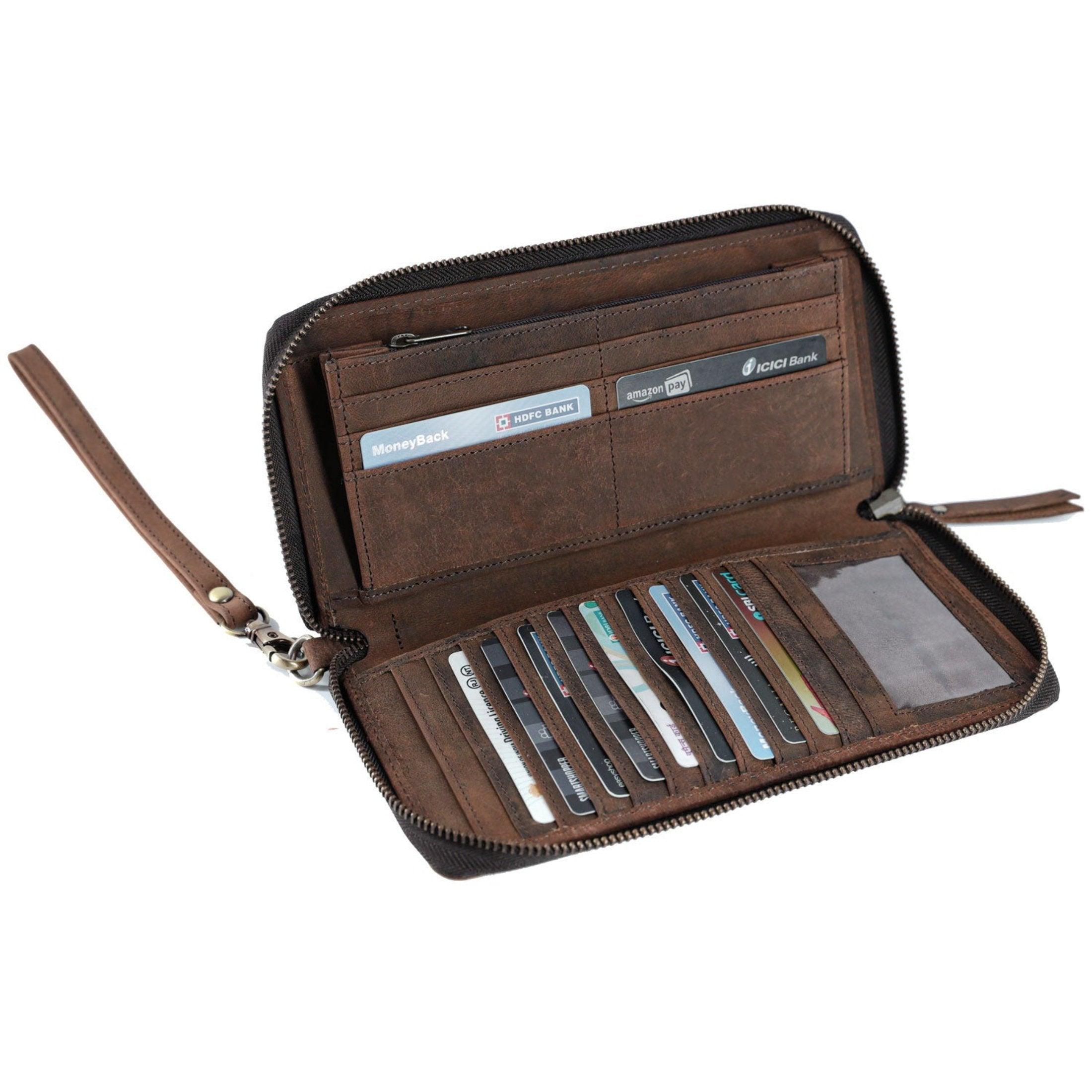 Secure leather wallet with card slots