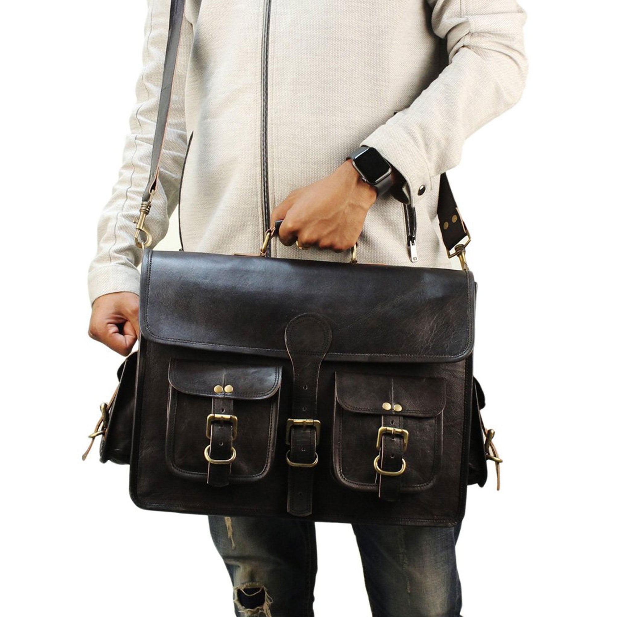 Men's computer bag leather Clearance
