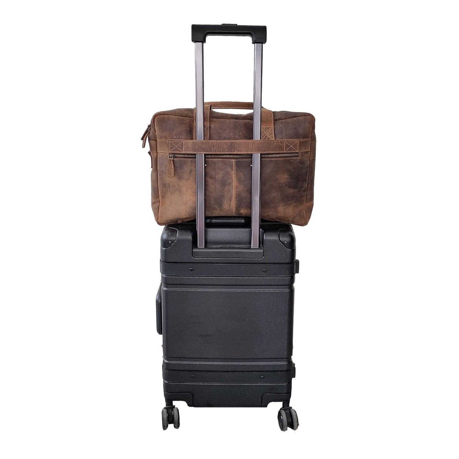 Trolley-compatible laptop briefcase bag