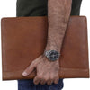 KomalC Leather Business Portfolio Folder Personal Organizer, Luxury Full Grain Leather Padfolio, Leather Folder (Light Tan)