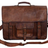 18 Inch Vintage Men's Brown Handmade Leather Briefcase Best Laptop Messenger Bag Satchel for Men Gifts for him