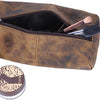 Leather Zip-Lock Cosmetic Makeup Pouch Bag Pen Pencil case