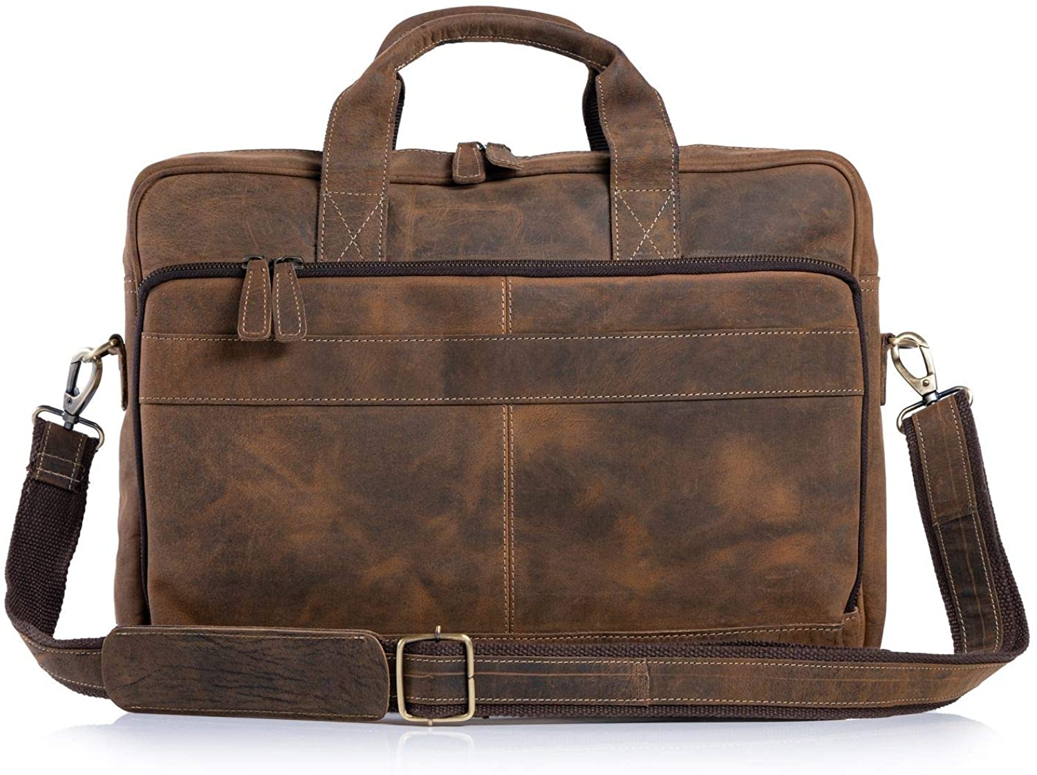 Leather Messenger Bag for Men, 17.3 Inch Vintage PU Leather Laptop