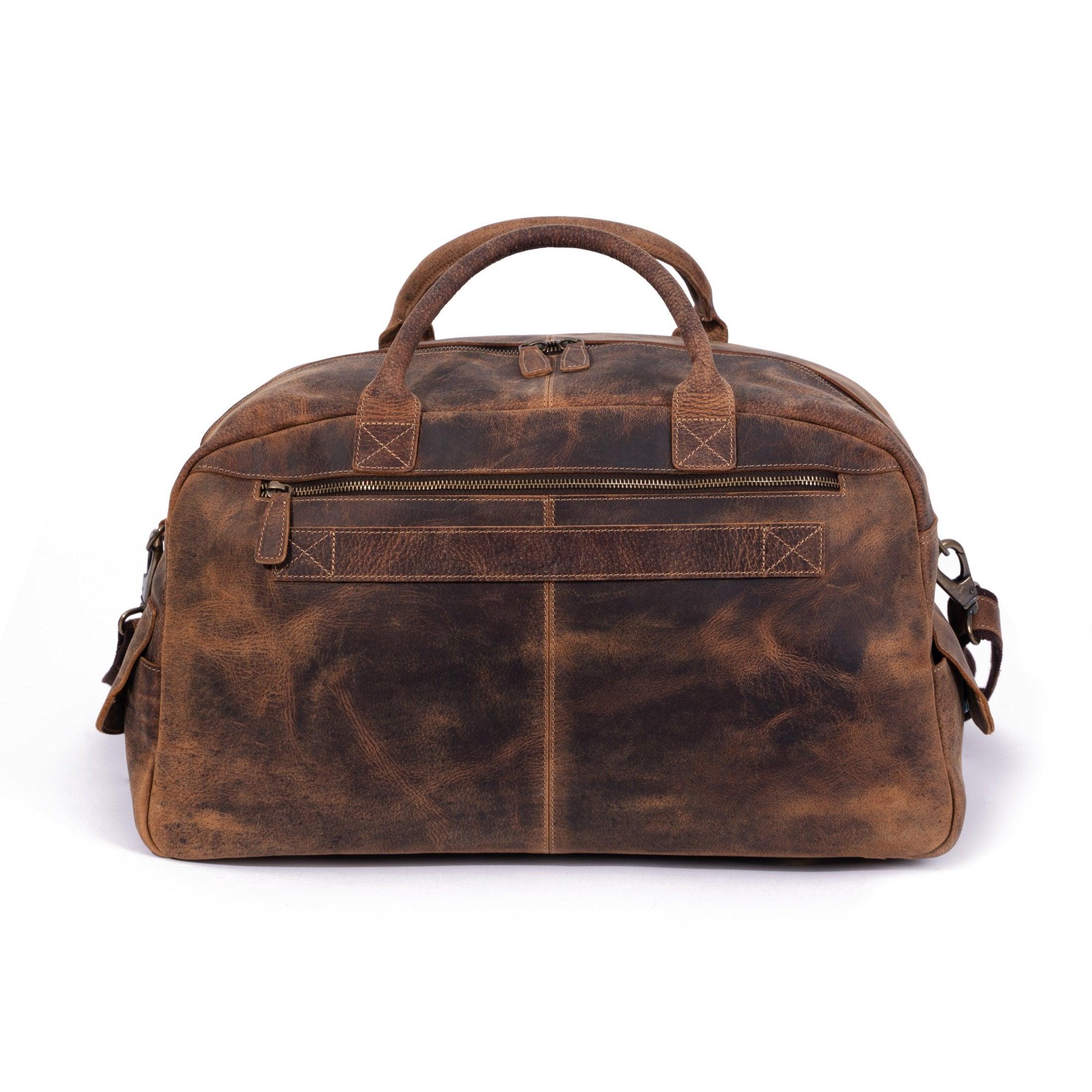 20 inch leather duffle bag with trolley strap
