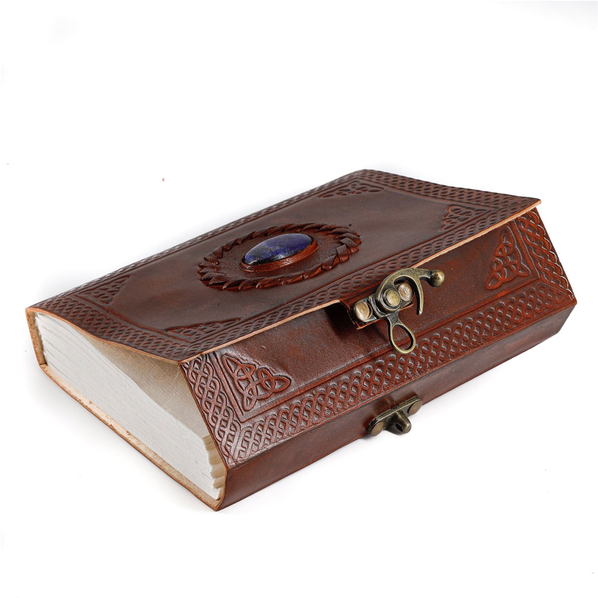 Leather Journal with Semi-Precious Stone & Buckle Closure Leather Diary Gift for