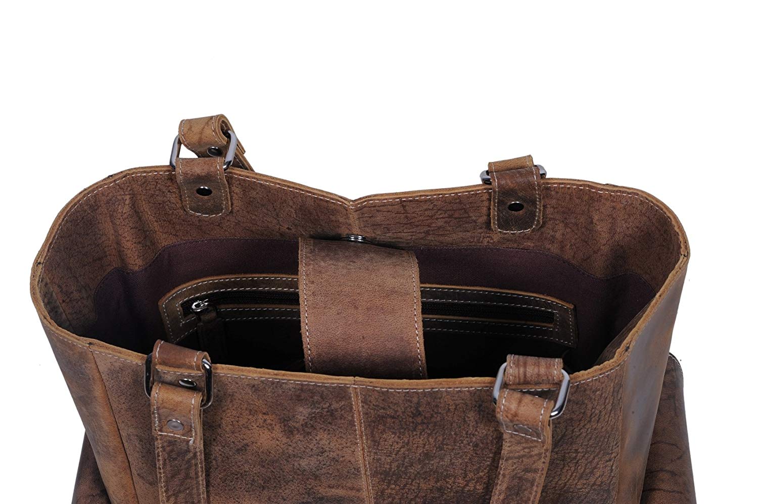 KomalC Genuine Soft Chicago Buff Leather Tote Bag Elegant Shopper Shoulder  Bag