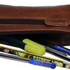 Leather Pencil Pouch pen case Craft Tool holder For School College Office Work gift for students, artists. Brown