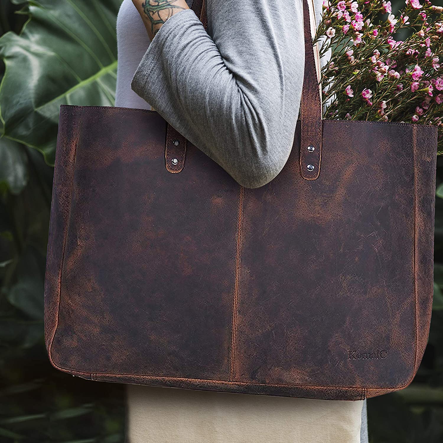 KomalC Leather Shoulder Bag Tote for Women Purse Satchel Travel Bag  shopping Carry Messenger Multipurpose Handbag