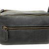Genuine Buffalo Leather Unisex Toiletry Bag Travel Dopp Kit (Charcoal Black)