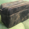 KomalC Genuine Buffalo Leather Unisex Toiletry Bag Travel Dopp Kit Vanity Bag Grooming Bag