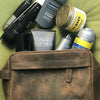 Genuine Buffalo Leather Unisex Toiletry Bag Travel Dopp Kit Vanity Bag Grooming Bag