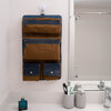 KomalC Genuine Buffalo Leather Hanging Toiletry Bag Travel Dopp Kit ( Ink Blue)