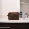 Genuine Buffalo Leather Unisex Toiletry Bag Travel Dopp Kit Vanity Bag Grooming Bag