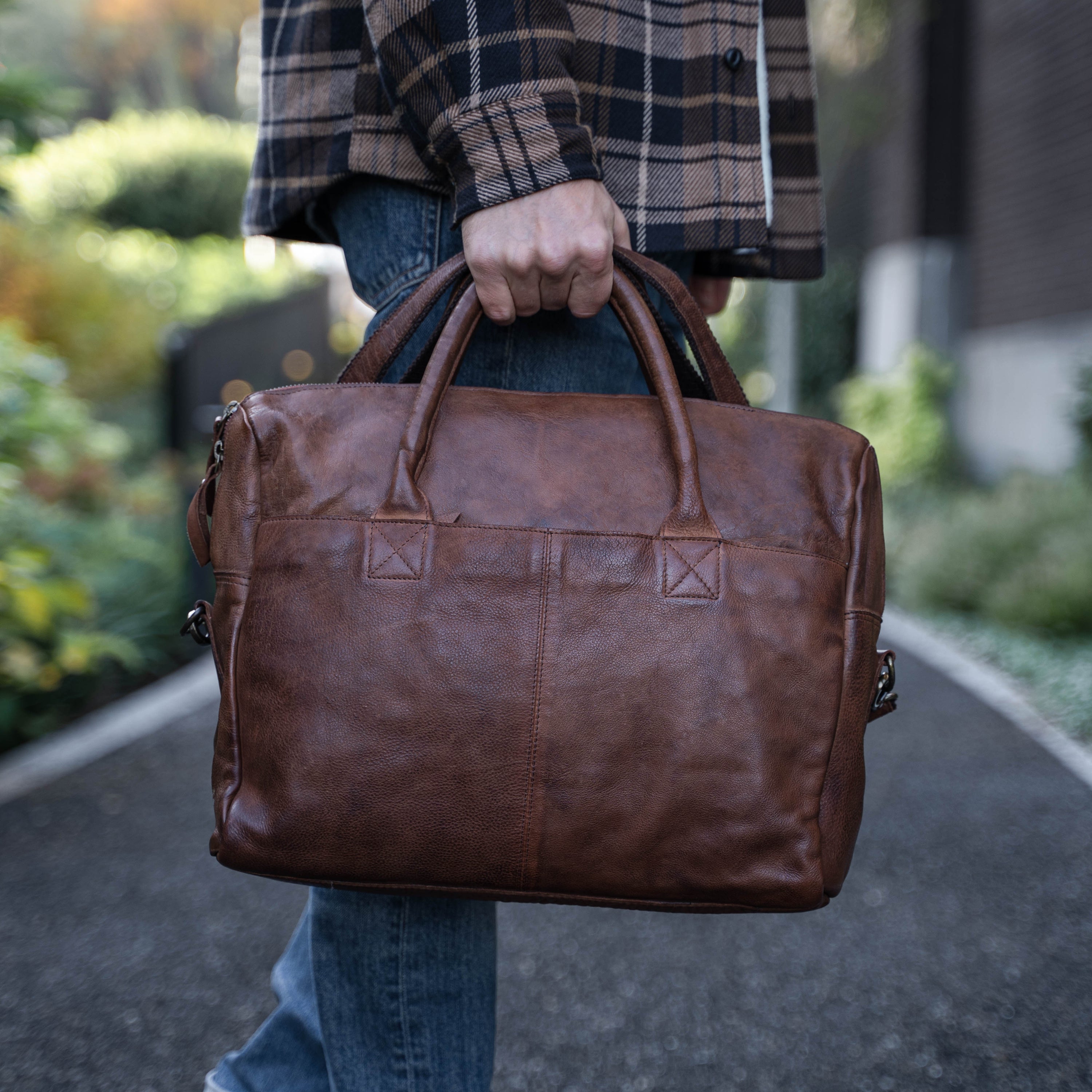 KomalC 18 Inch Leather briefcase Laptop Messenger Bags for Men and Women  Best Office School College Satchel Bag (Messenger Bag)