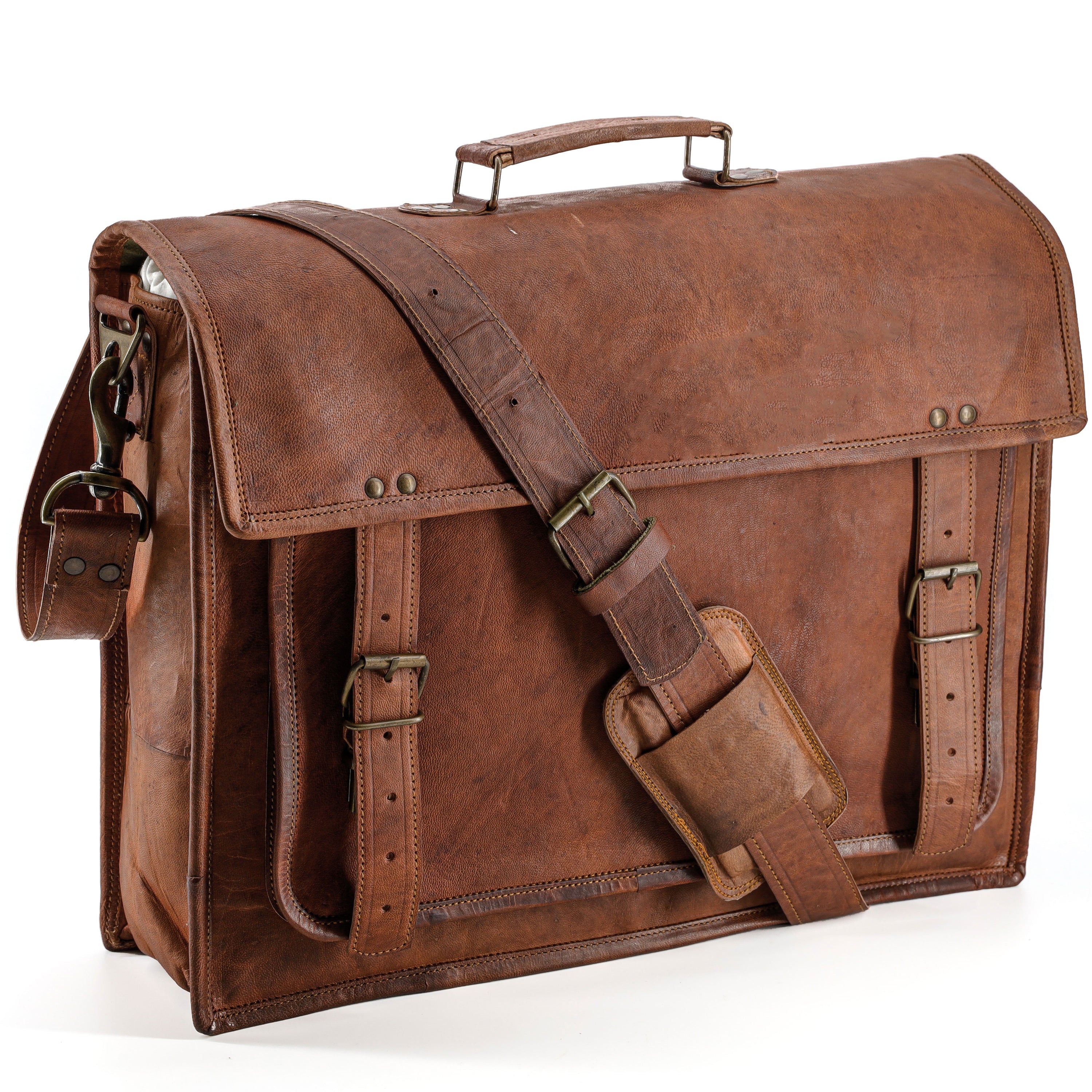 KomalC Leather Briefcase 16 Inch Laptop Messenger Bag Office Briefcase