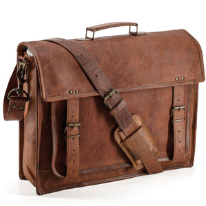 Leather 18-Inch Vintage Handmade Messenger Bag – Laptop Briefcase Satchel for Men & Women