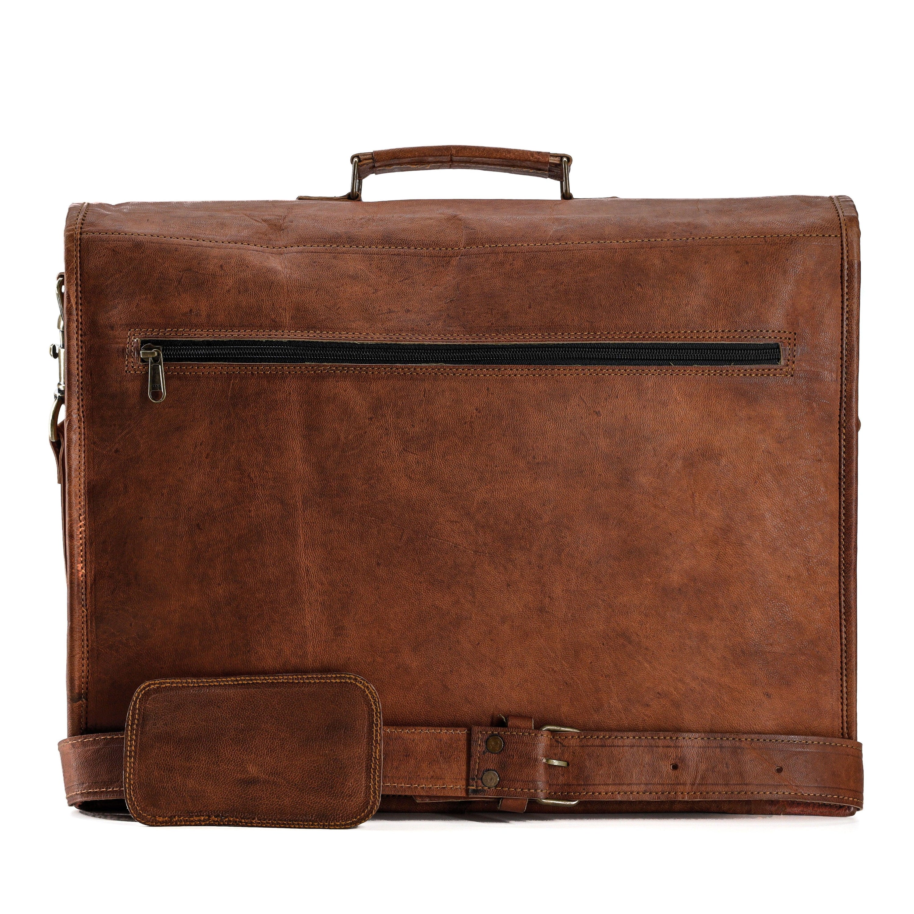 Leather 18-Inch Vintage Handmade Messenger Bag – Laptop Briefcase Satchel for Men & Women