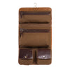 Genuine Buffalo Leather Hanging Toiletry Bag Travel Dopp Kit (Yellow Tan)