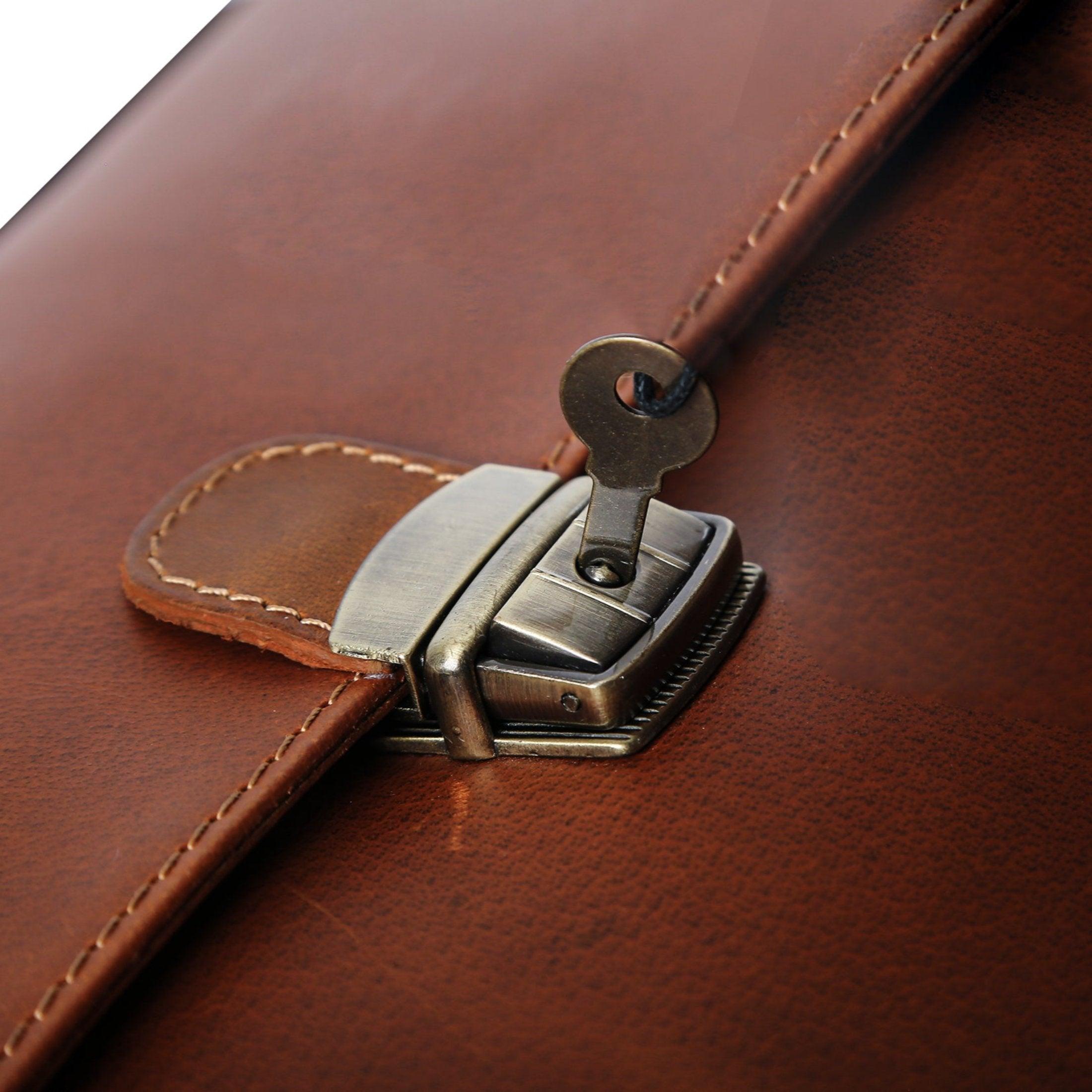 Trolley-compatible leather bag