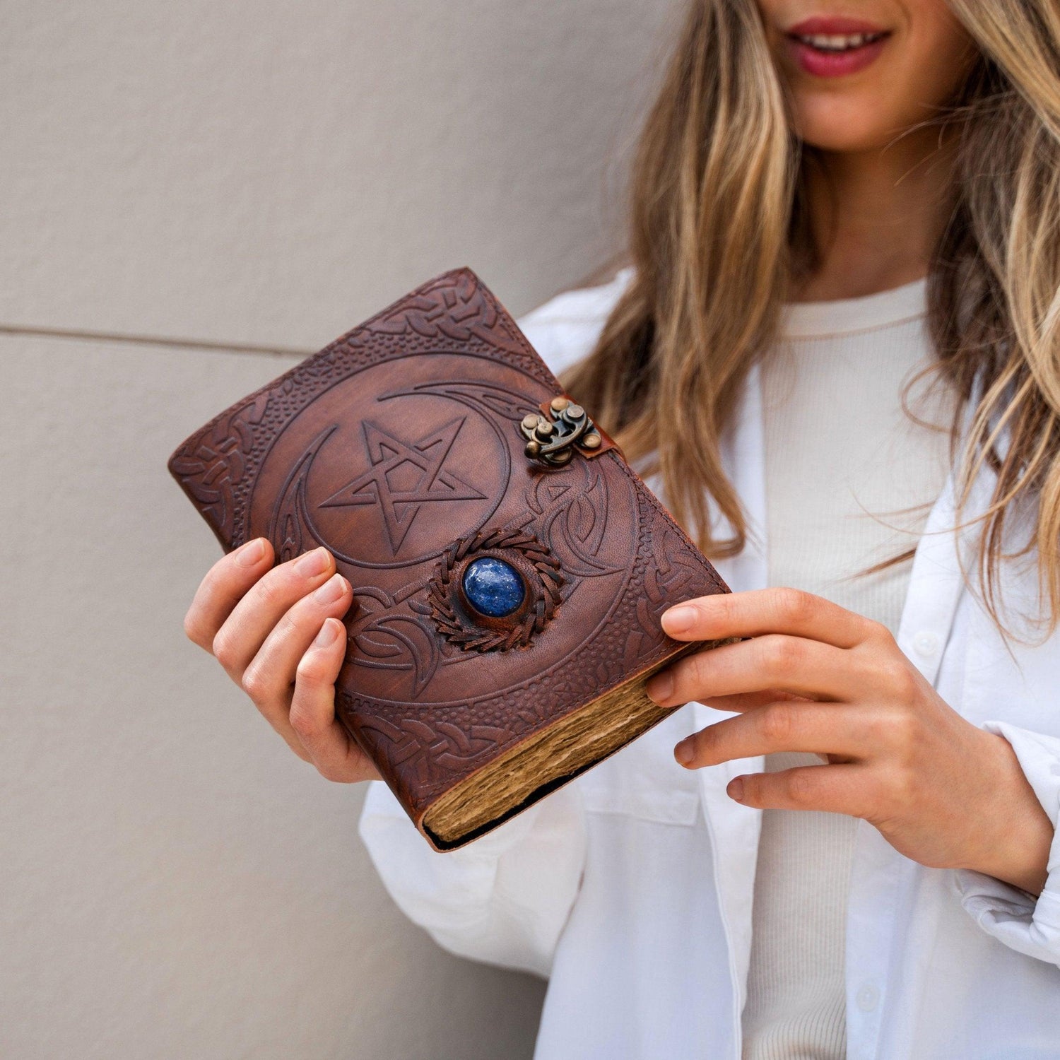 blue stone leather journal best for women and men