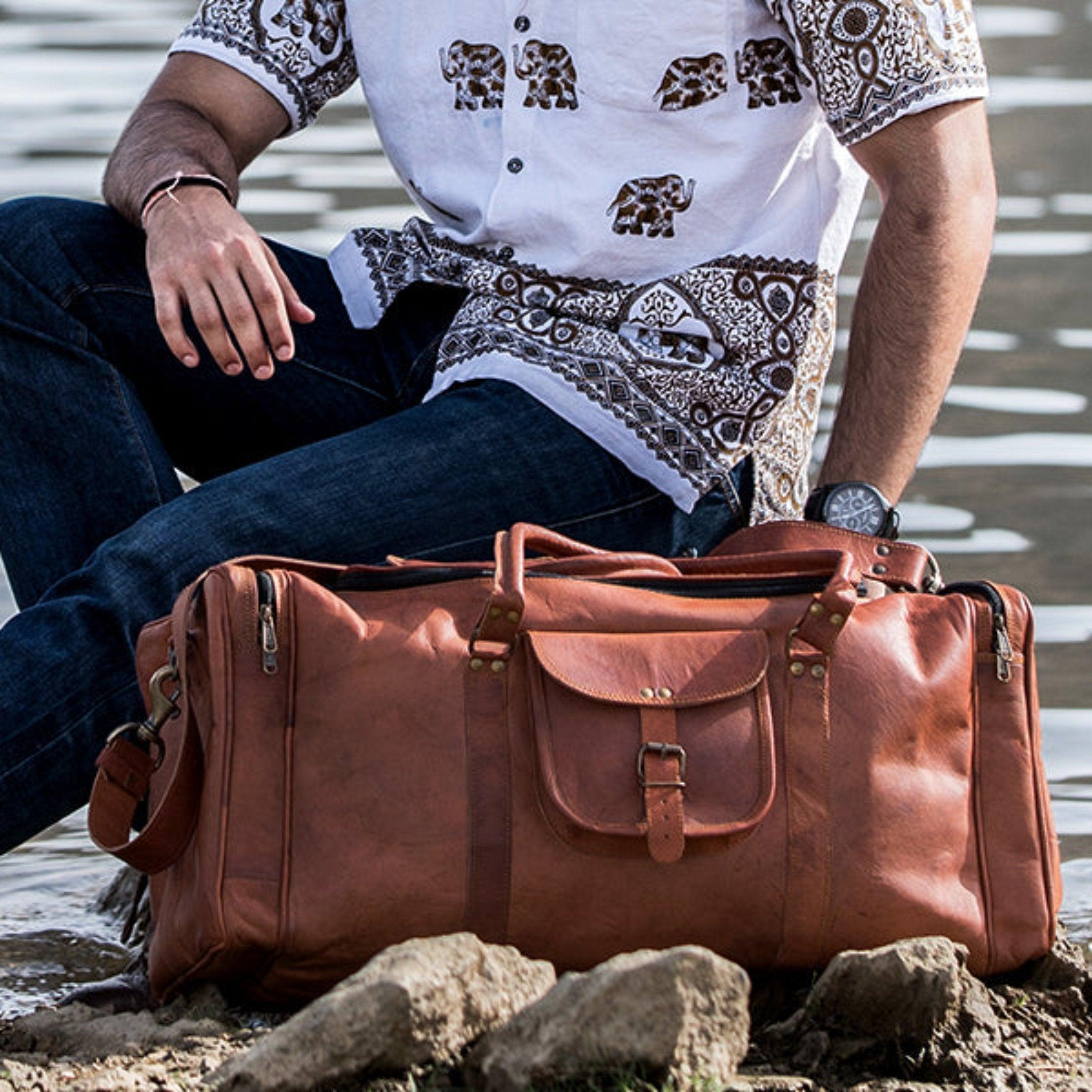 Komal's passion leather duffle bag Clearance