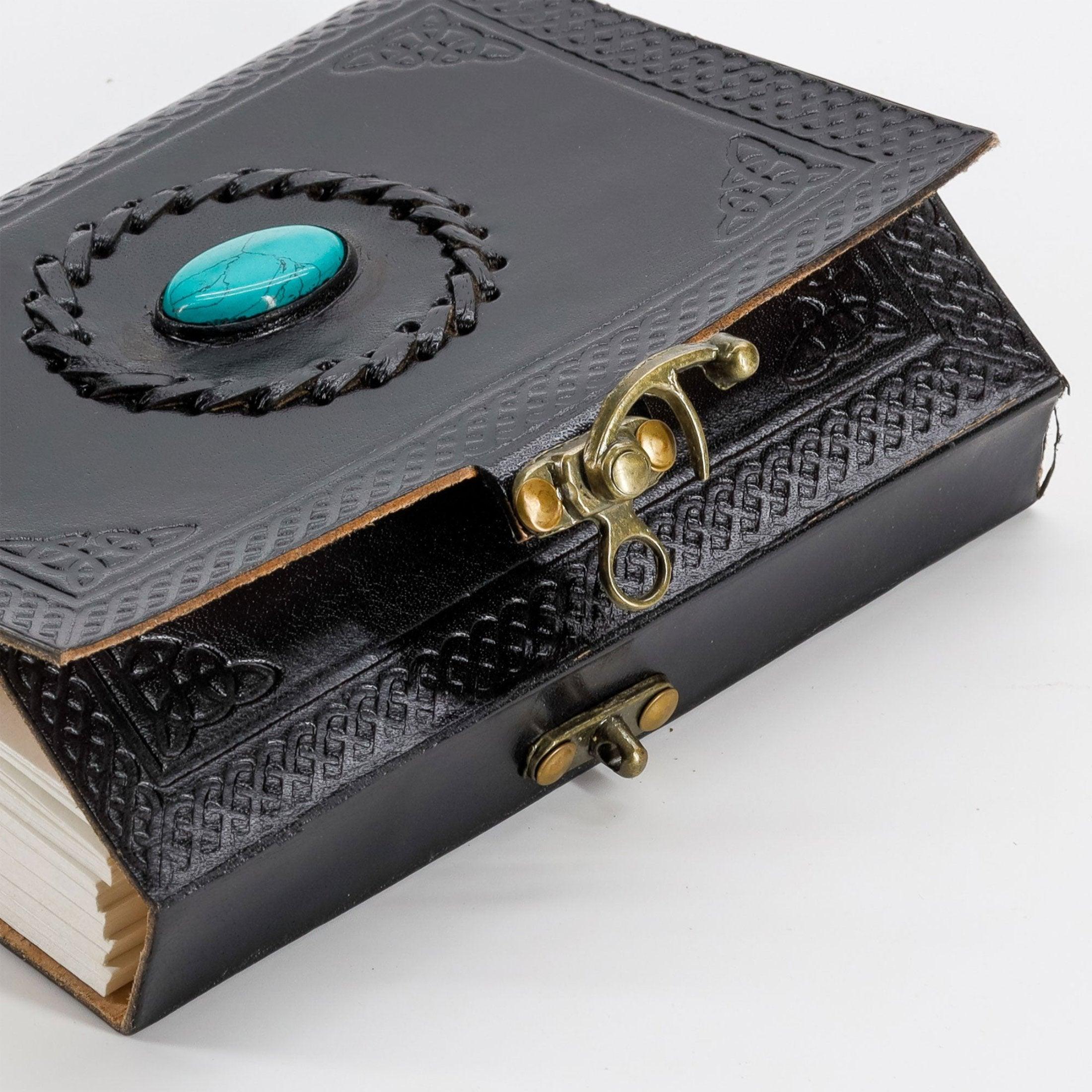 Leather Journal Handmade black stone Diary Stone journal Blank pages notebook book of shadows hocus pocus book spell book gifts for men and women