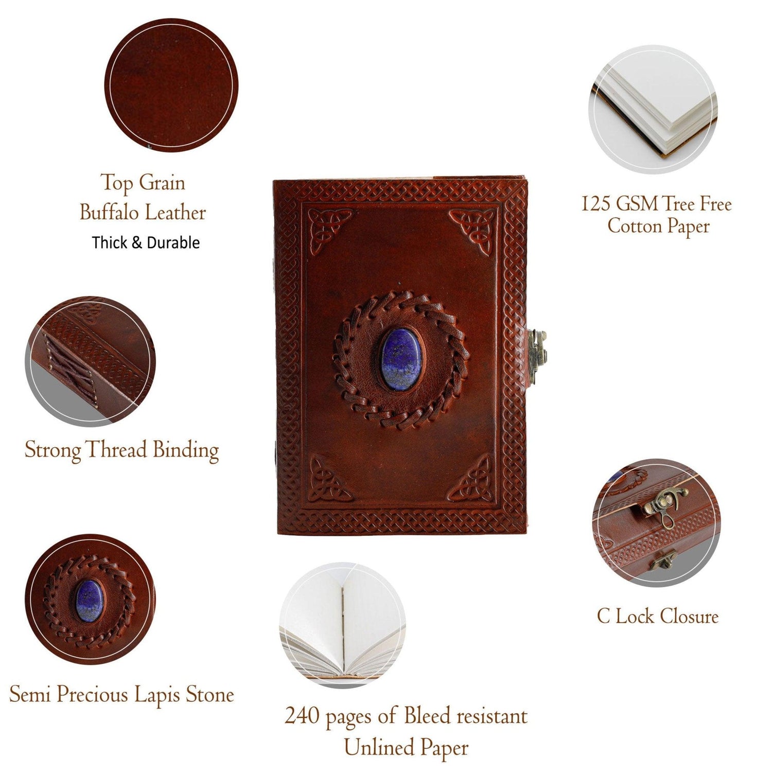 sturdy hand-stitched binding leather journal