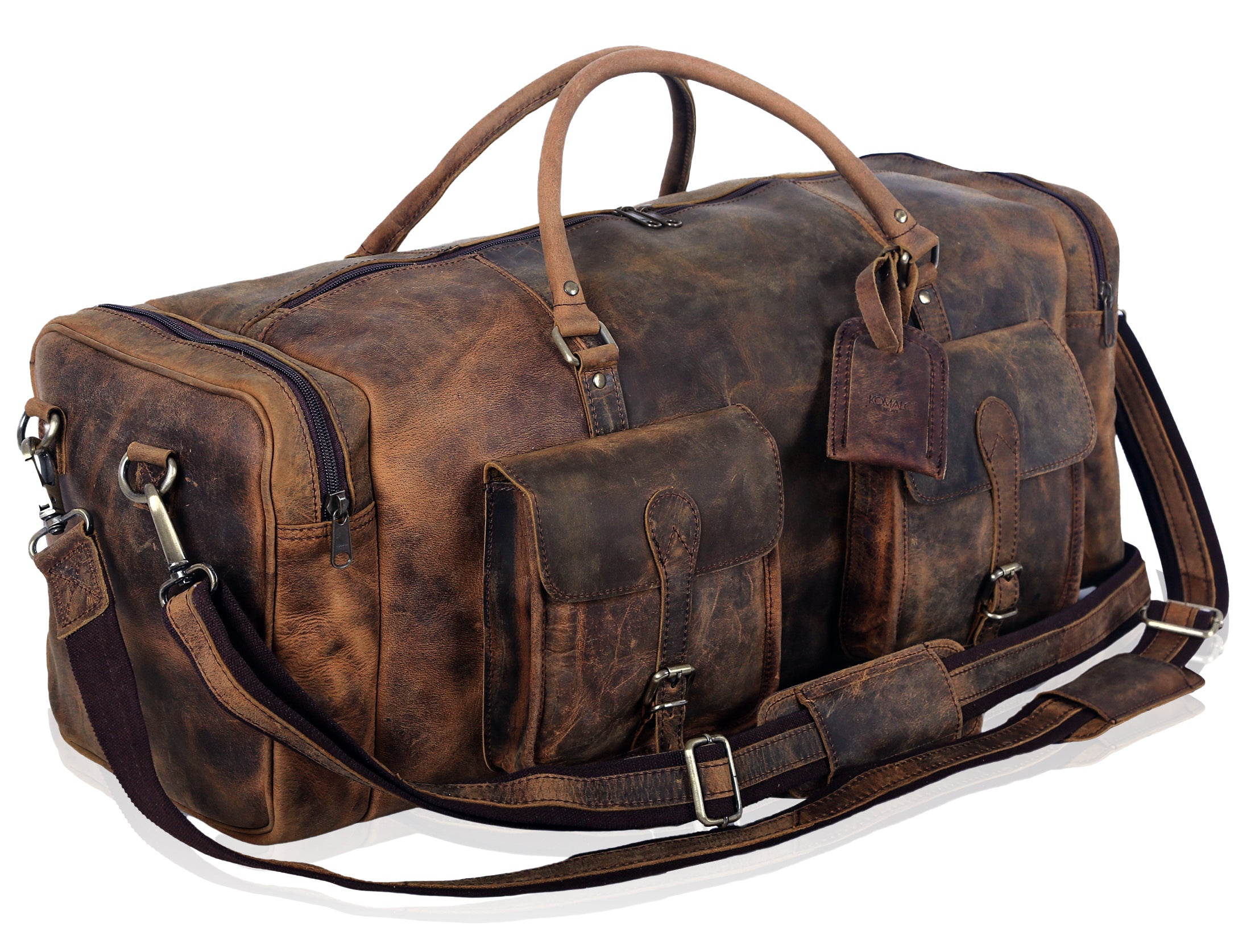 RICHPORTS Checkered Travel PU Leather Oversized Weekender Duffel