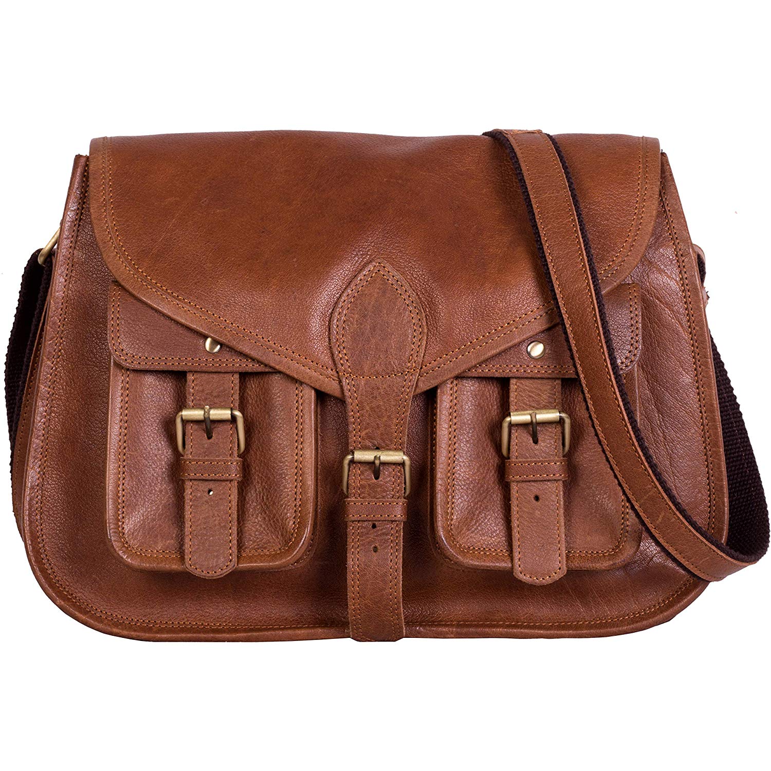 Fioretta Italian Genuine Leather Small Crossbody Shoulder Bag Purse For  Women - Tan Brown