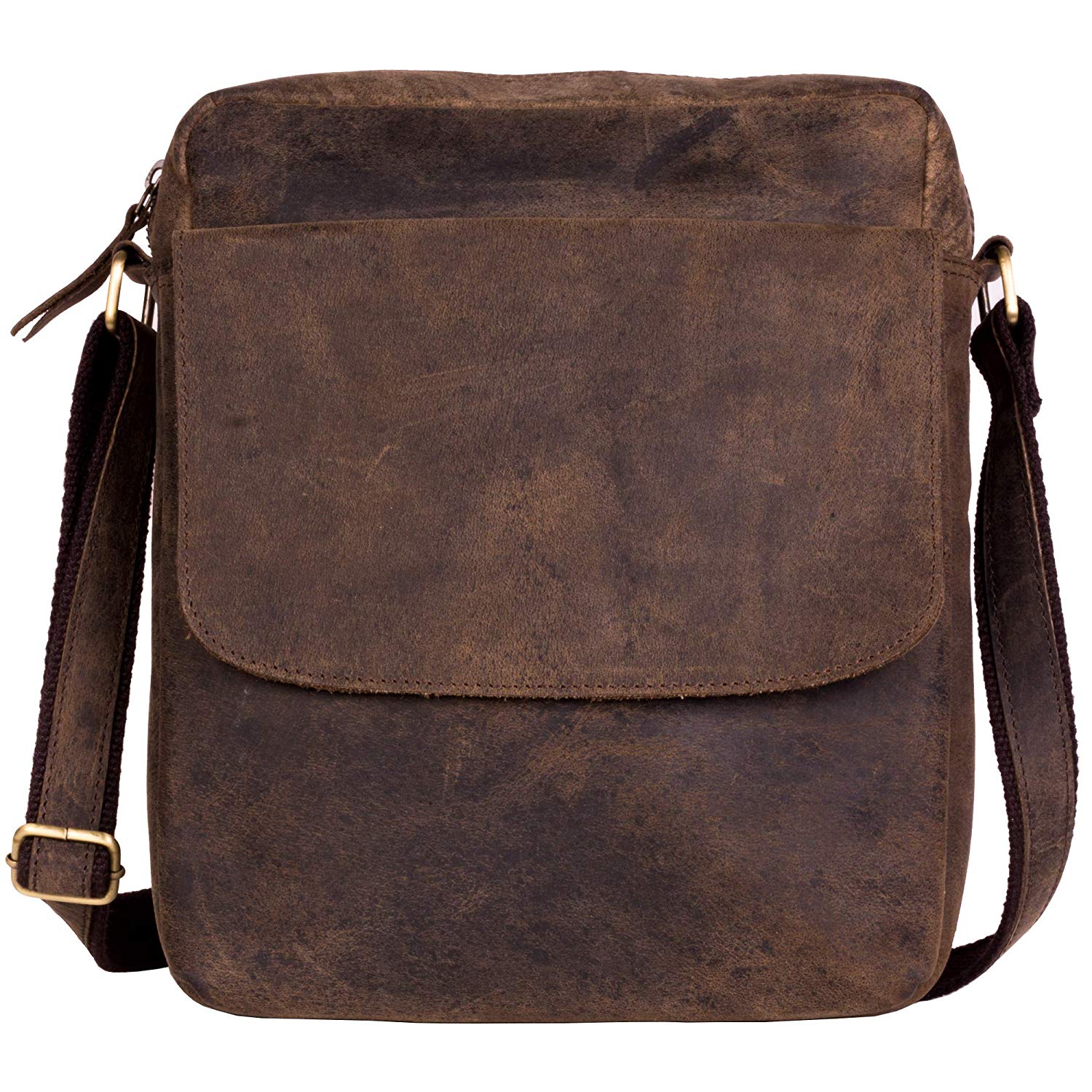 11 Inch Brando Leather Messenger Bag in Brown